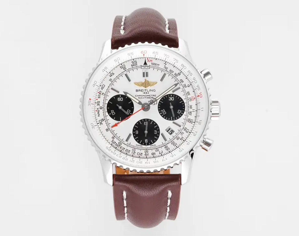 BREITLING ブレゲ航空計時B01 白黒熊猫盤 革ベルト