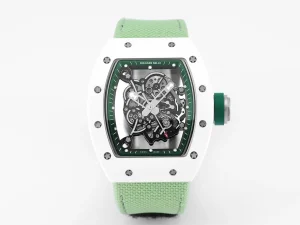 Richard Mille V5版 RM055 白陶 緑色ストラップ腕時計