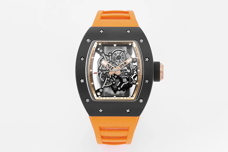 Richard Mille V5版 RM055黒陶 オレンジストラップ腕時計