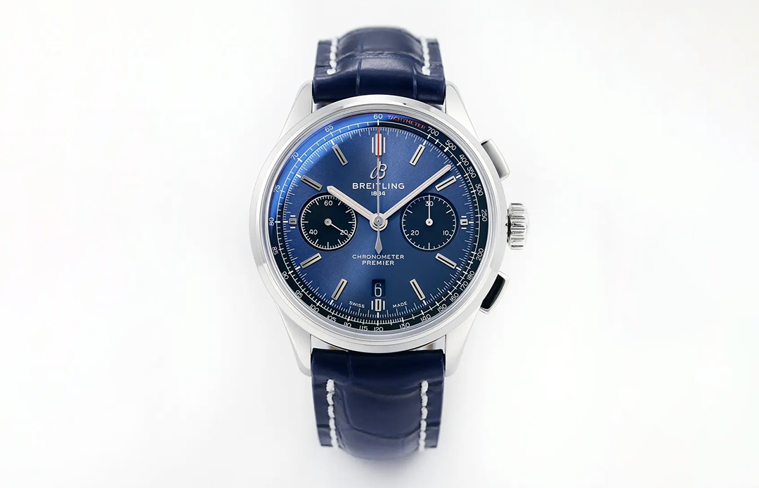 ブライトリングブルーレザークロノグラフ